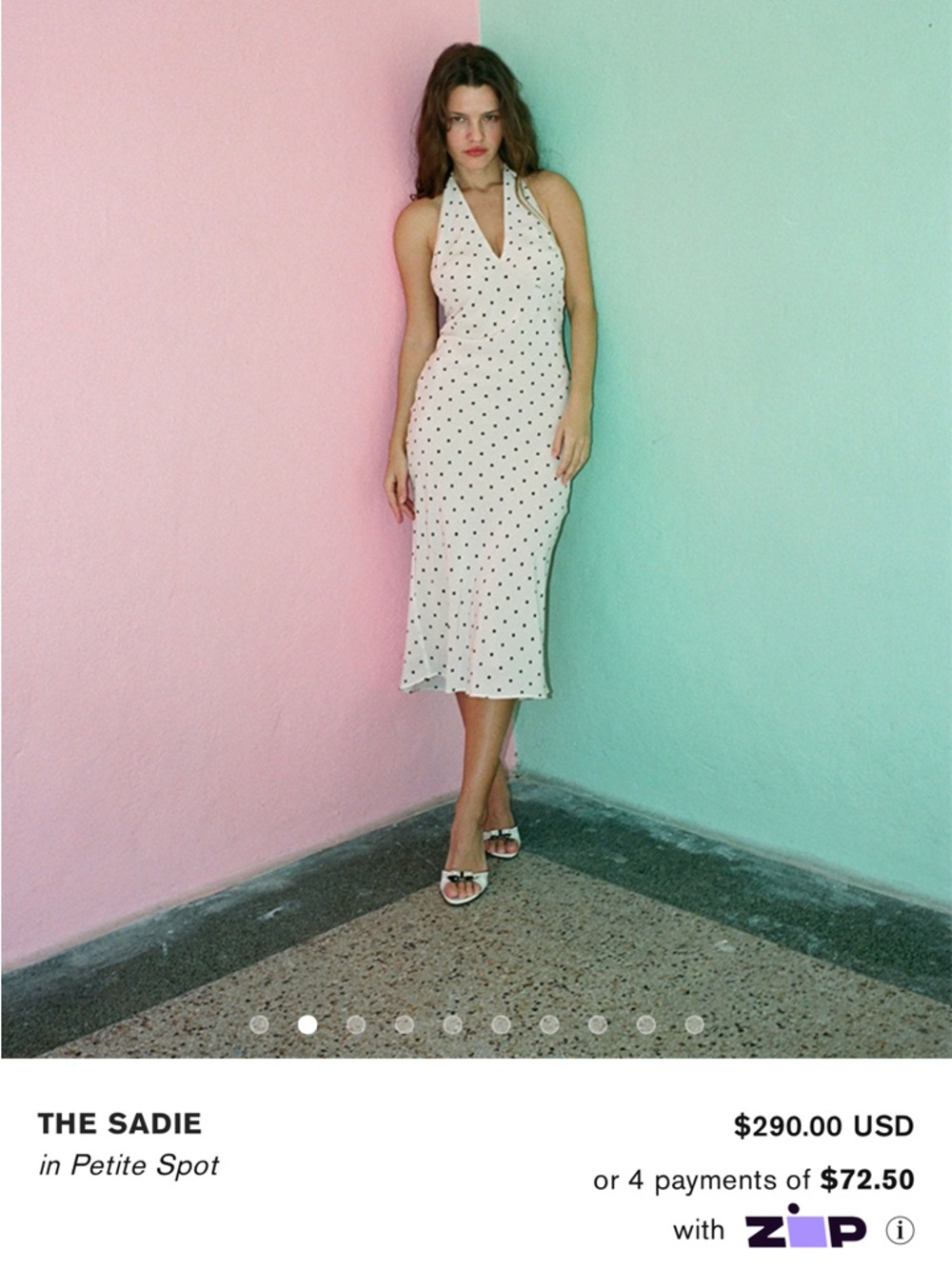 Realisation Par The Sadie Halter Midi Dress - White with Black Spots